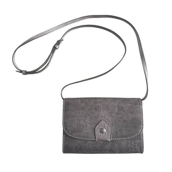 Frye Melissa Ice Gray Clutch Crossbody Versatile Leather Shoulder Bag Western - Picture 2 of 9
